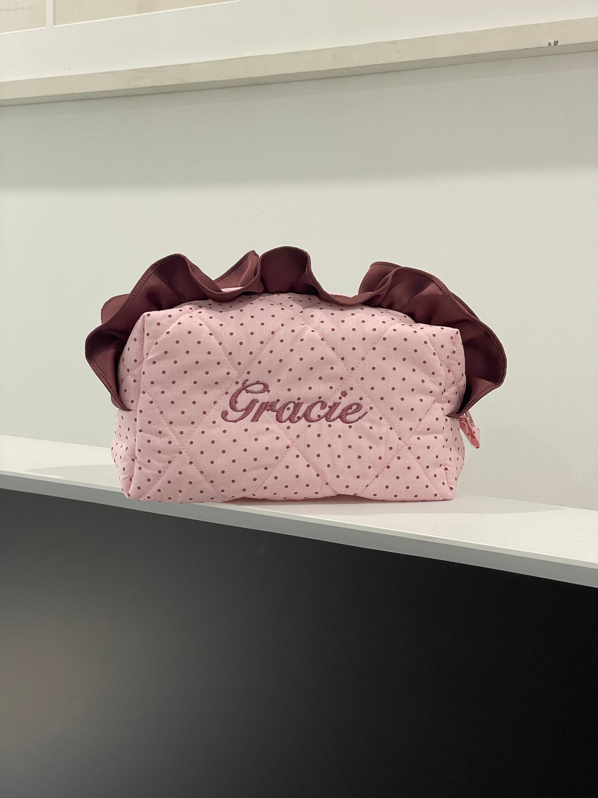 Makeup Pouch - Blush Ruffle  - Custom Name
