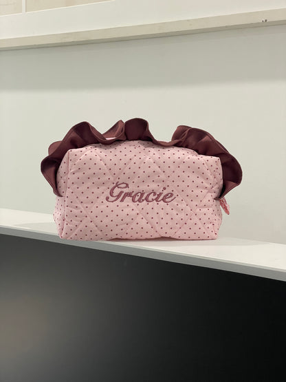 Makeup Pouch - Blush Ruffle  - Custom Name