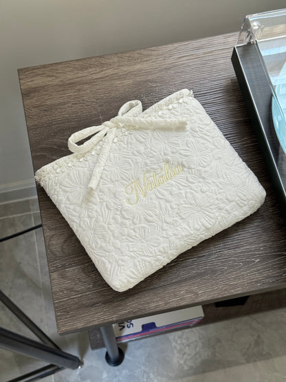 Book Sleeve - White Garden - Custom Name