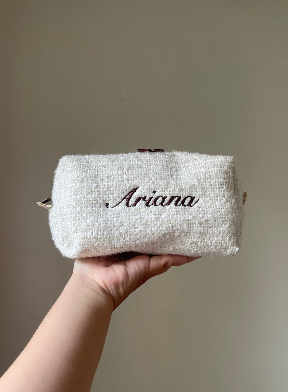 Makeup Pouch - Vanilla Cream - Custom Name