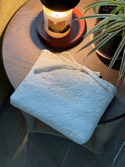 Book Sleeve - White Garden - Custom Name