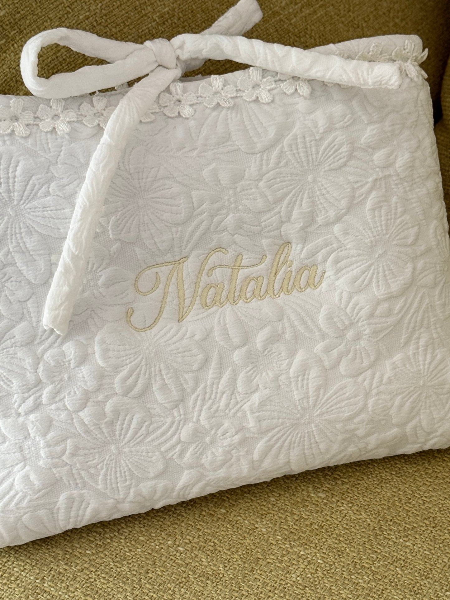 Book Sleeve - White Garden - Custom Name