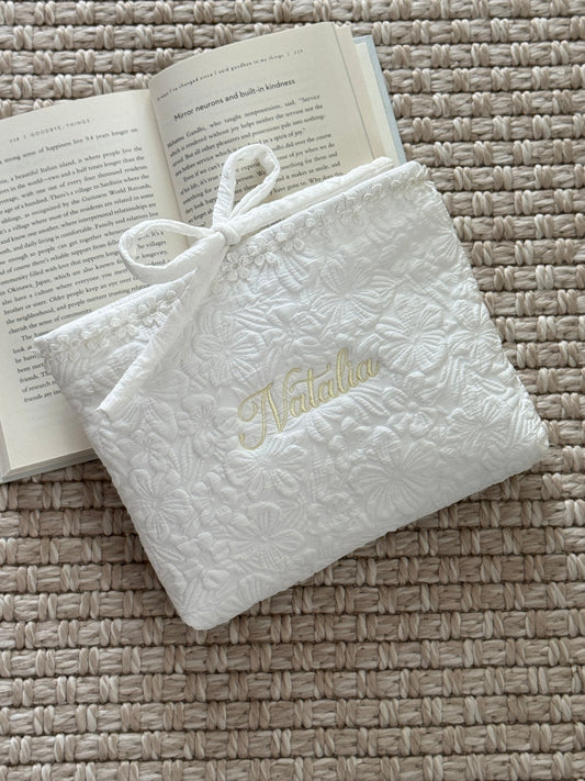 Book Sleeve - White Garden - Custom Name