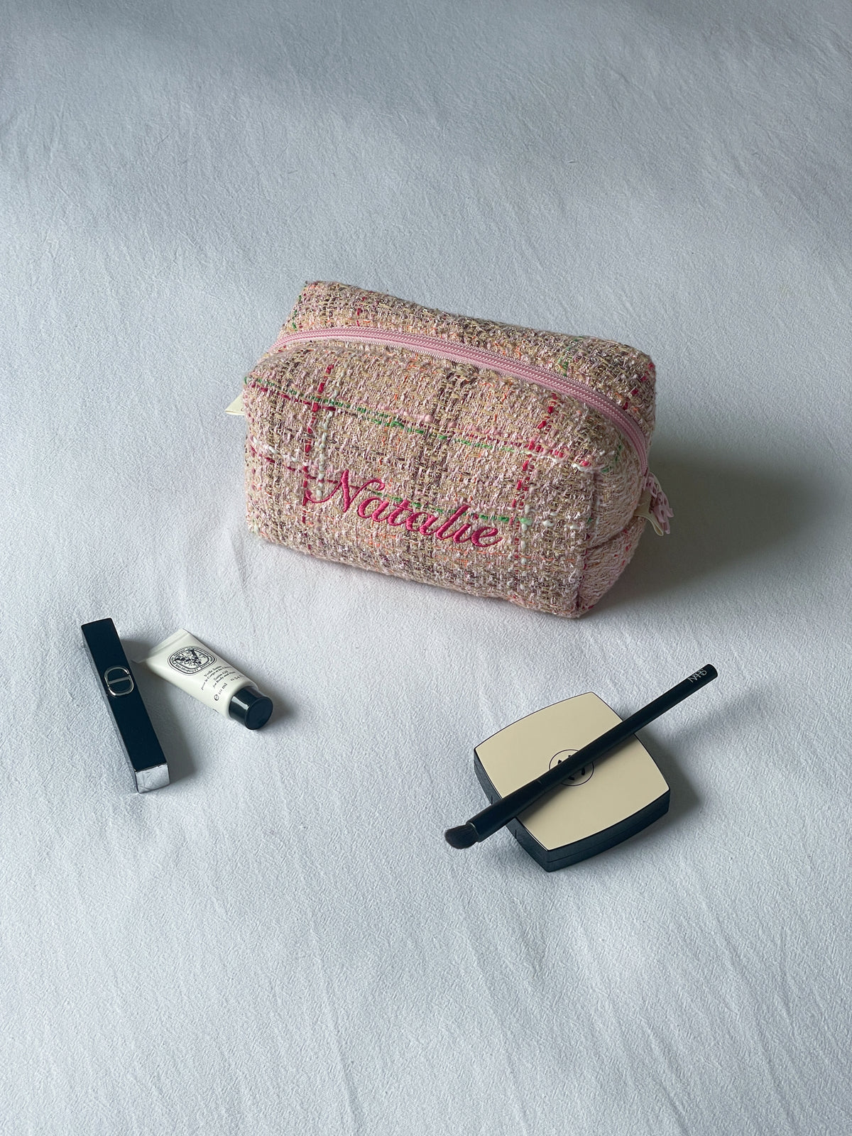 Makeup Pouch - Blush Mosaic - Custom Name