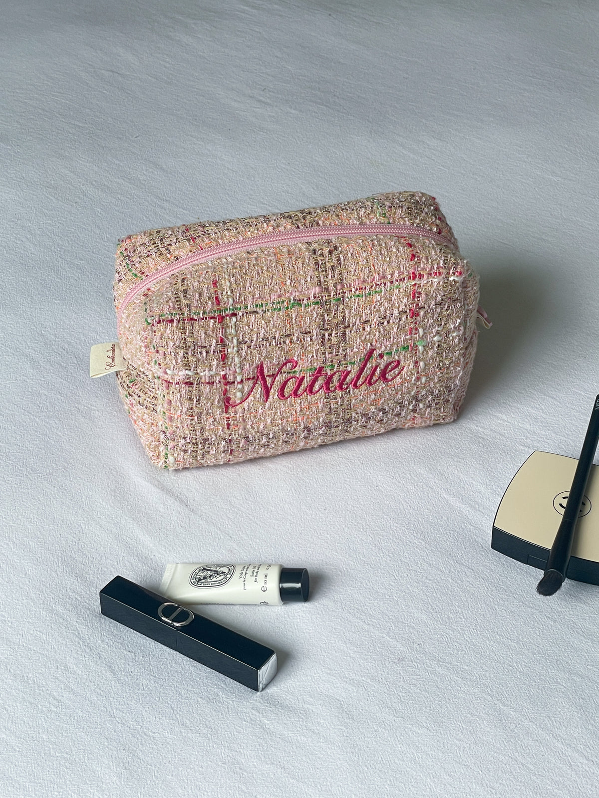 Makeup Pouch - Blush Mosaic - Custom Name