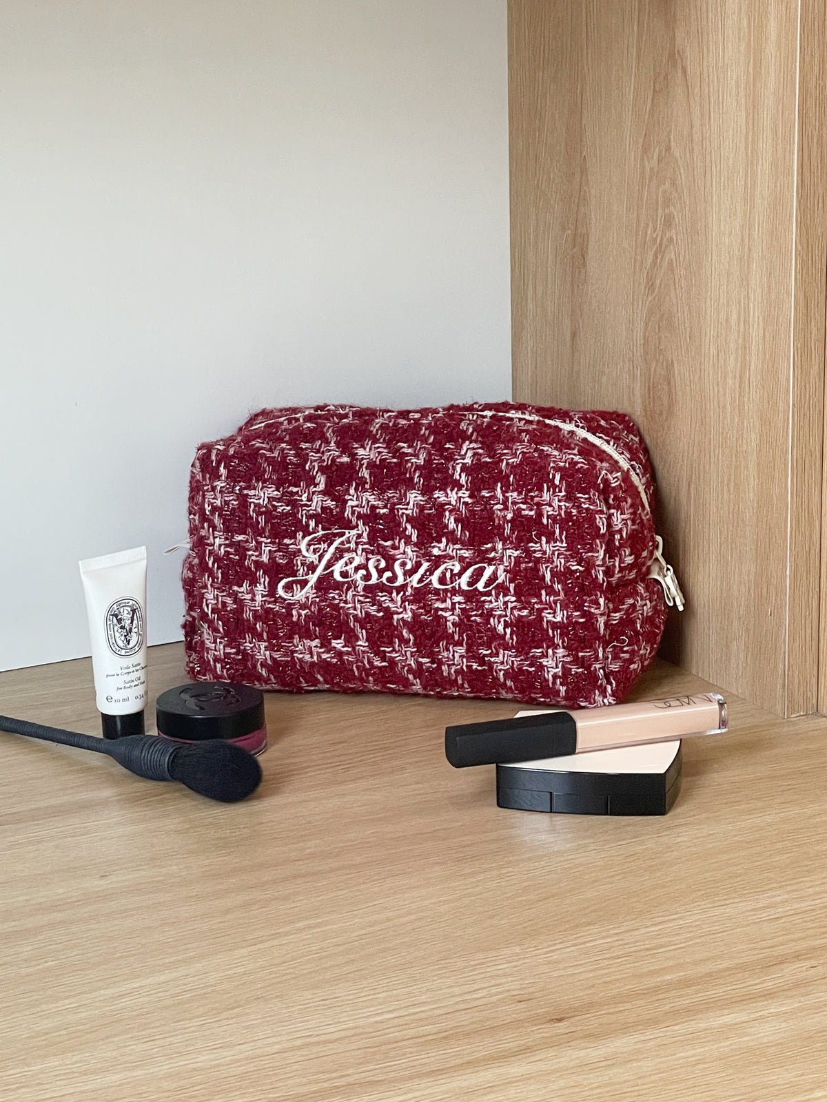 Makeup Pouch - Ruby Tweed - Custom Name