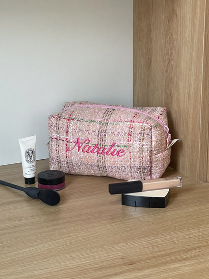 Makeup Pouch - Blush Mosaic - Custom Name
