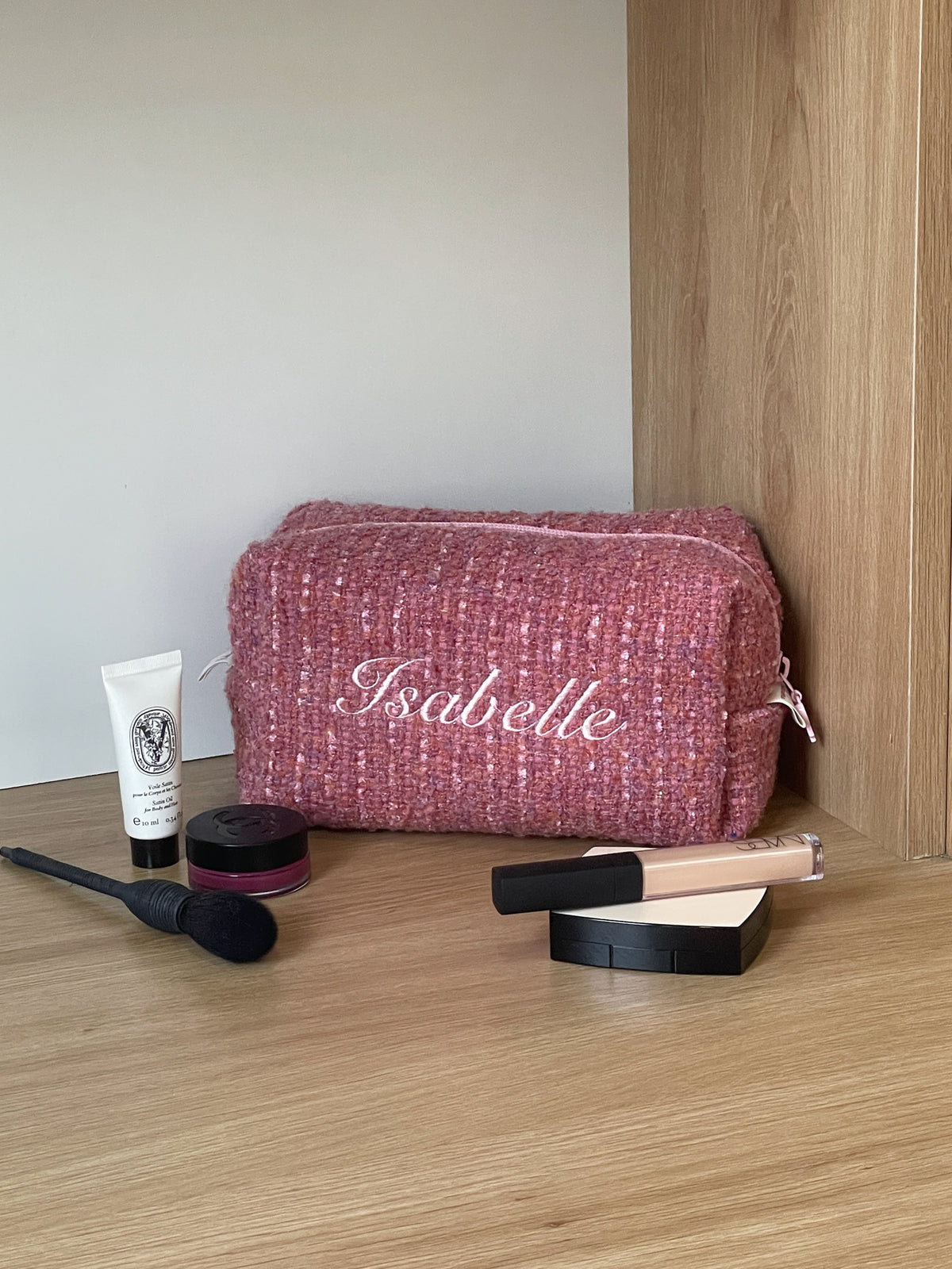 Makeup Pouch - Rosy Blush - Custom Name