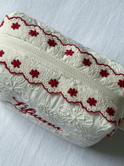 Makeup Pouch - Ivory Garden - Custom Name