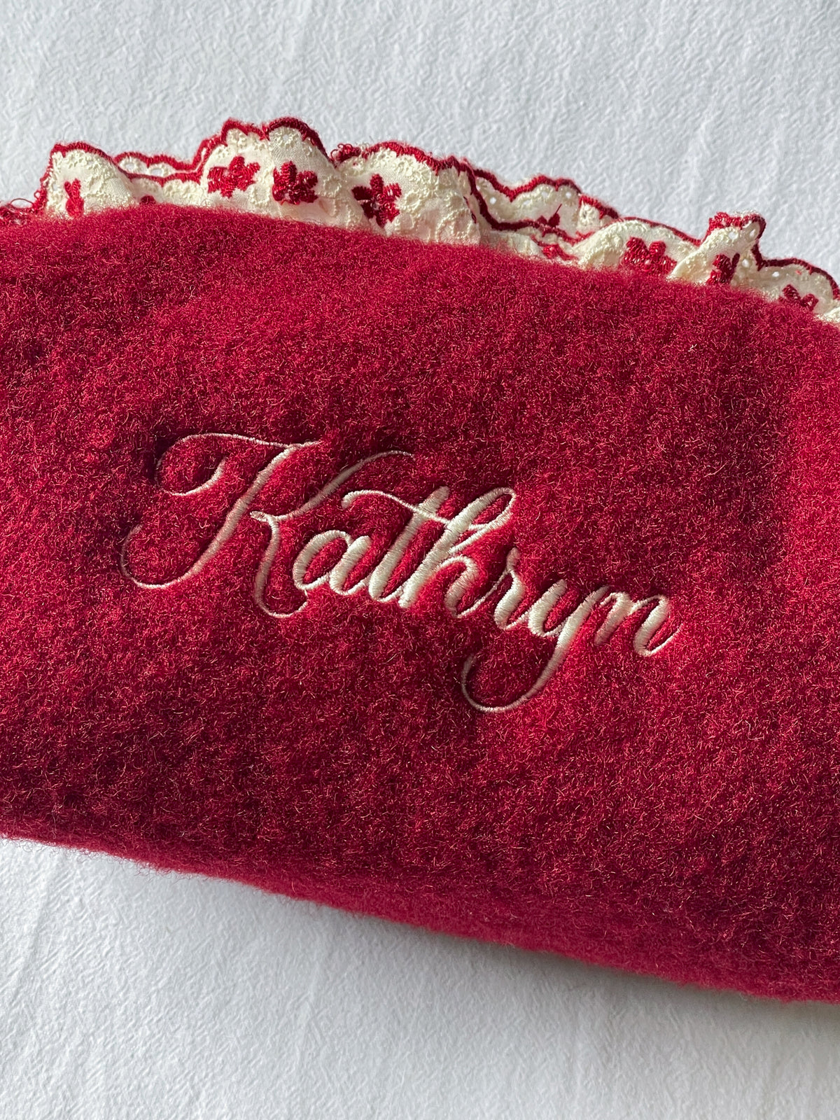 Makeup Pouch - Velvet Ruffle - Custom Name