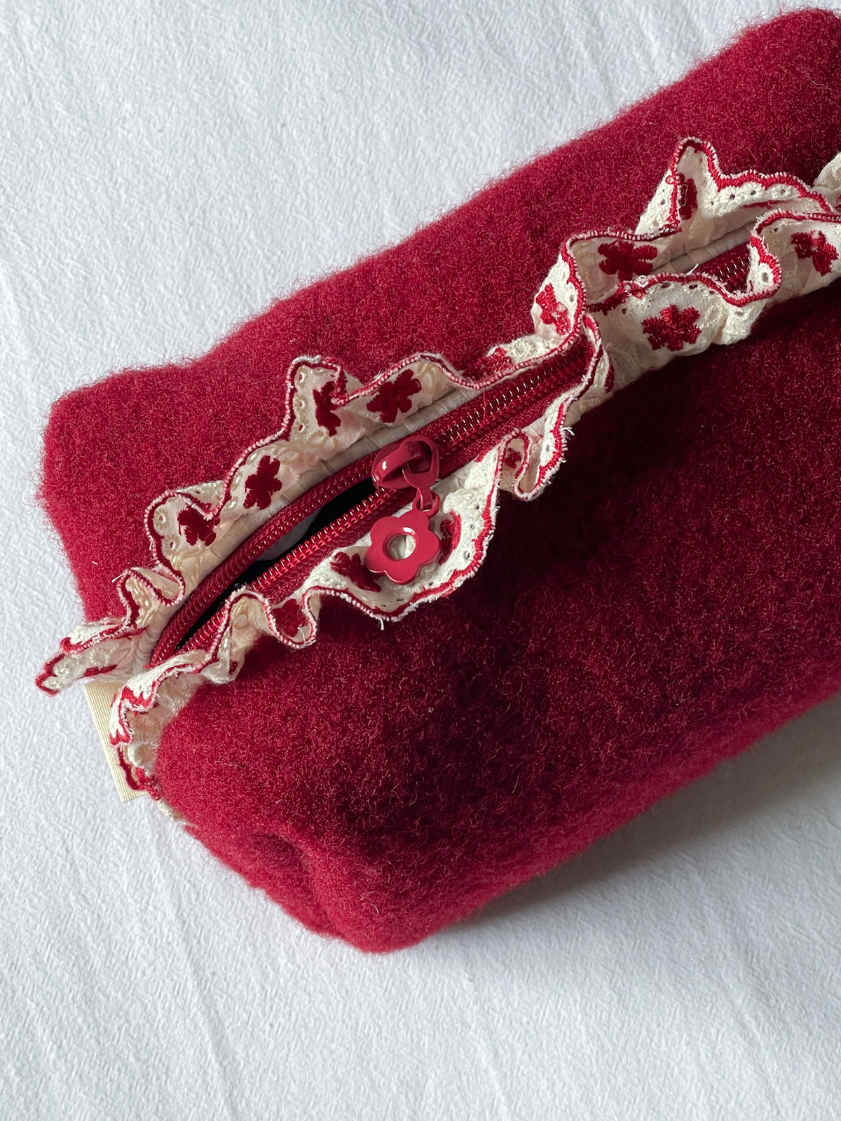 Makeup Pouch - Velvet Ruffle - Custom Name