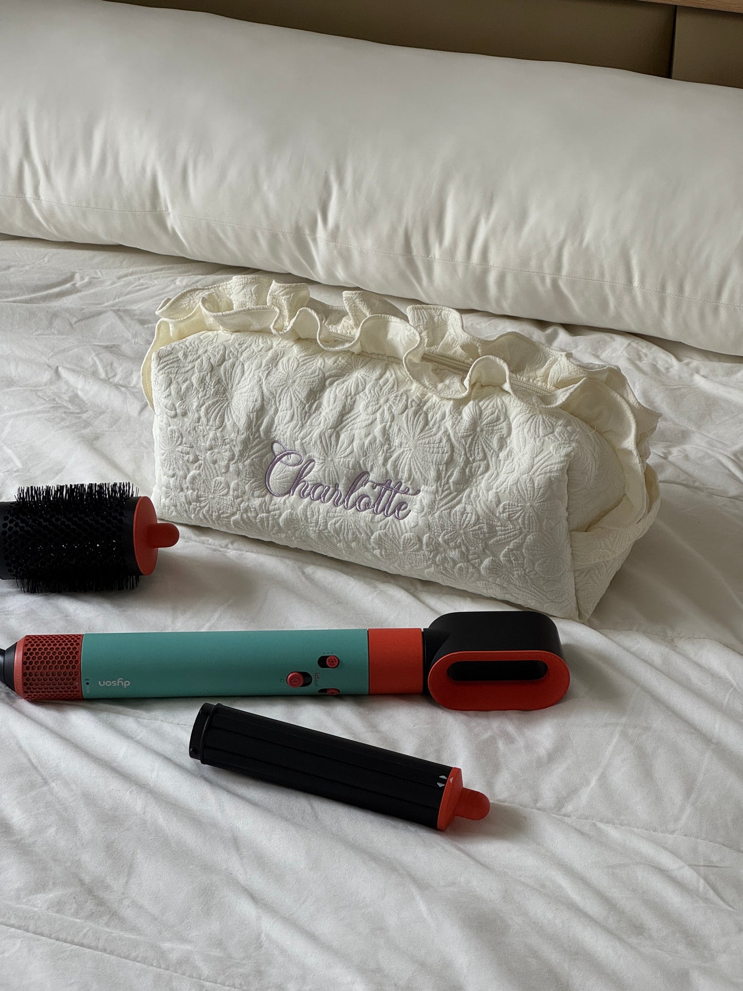 Dyson Airwrap Pouch - White Garden - Custom Name
