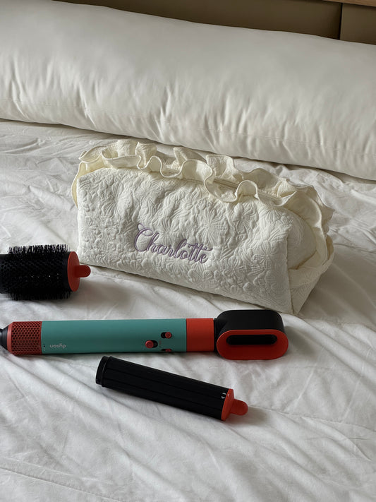 Dyson Airwrap Pouch - White Garden - Custom Name
