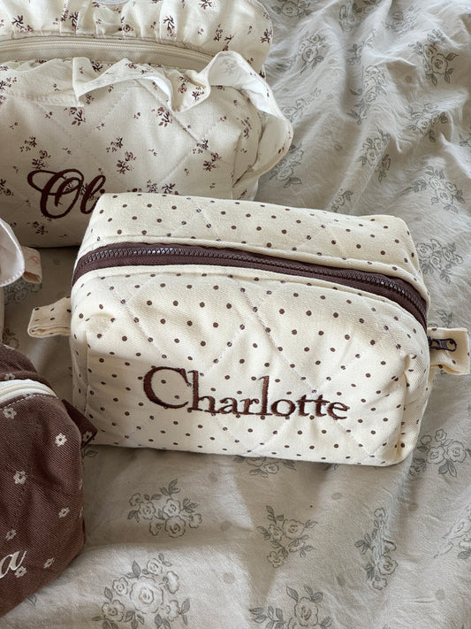 Makeup Pouch - Polka - Custom Name