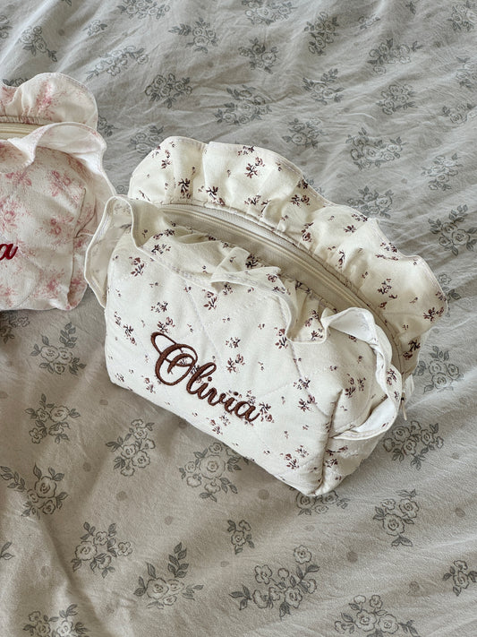 Makeup Pouch - Vintage Bloom - Custom Name