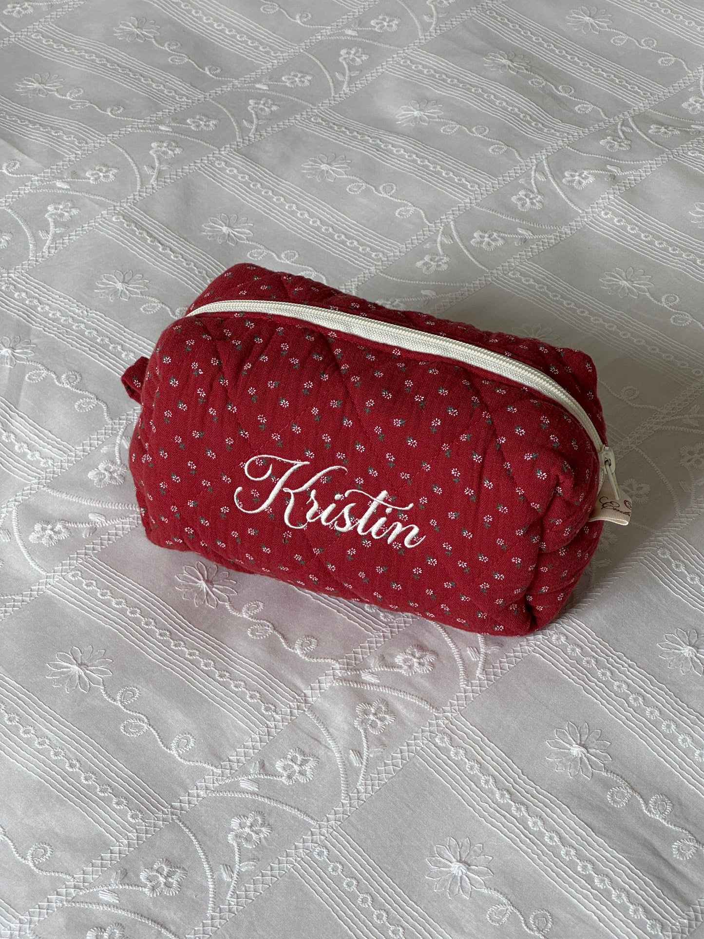 Makeup Pouch - Red Clover - Custom Name