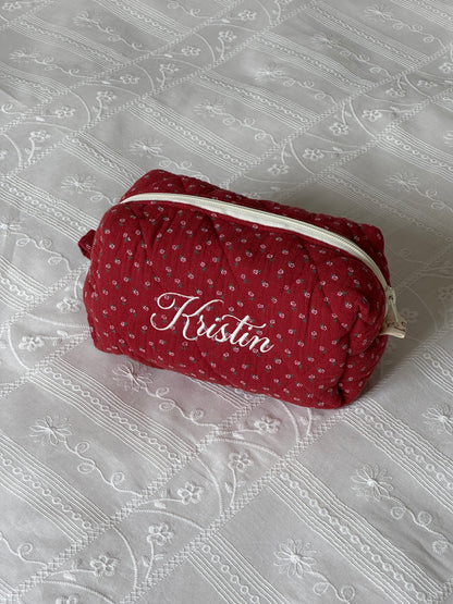 Makeup Pouch - Red Clover - Custom Name