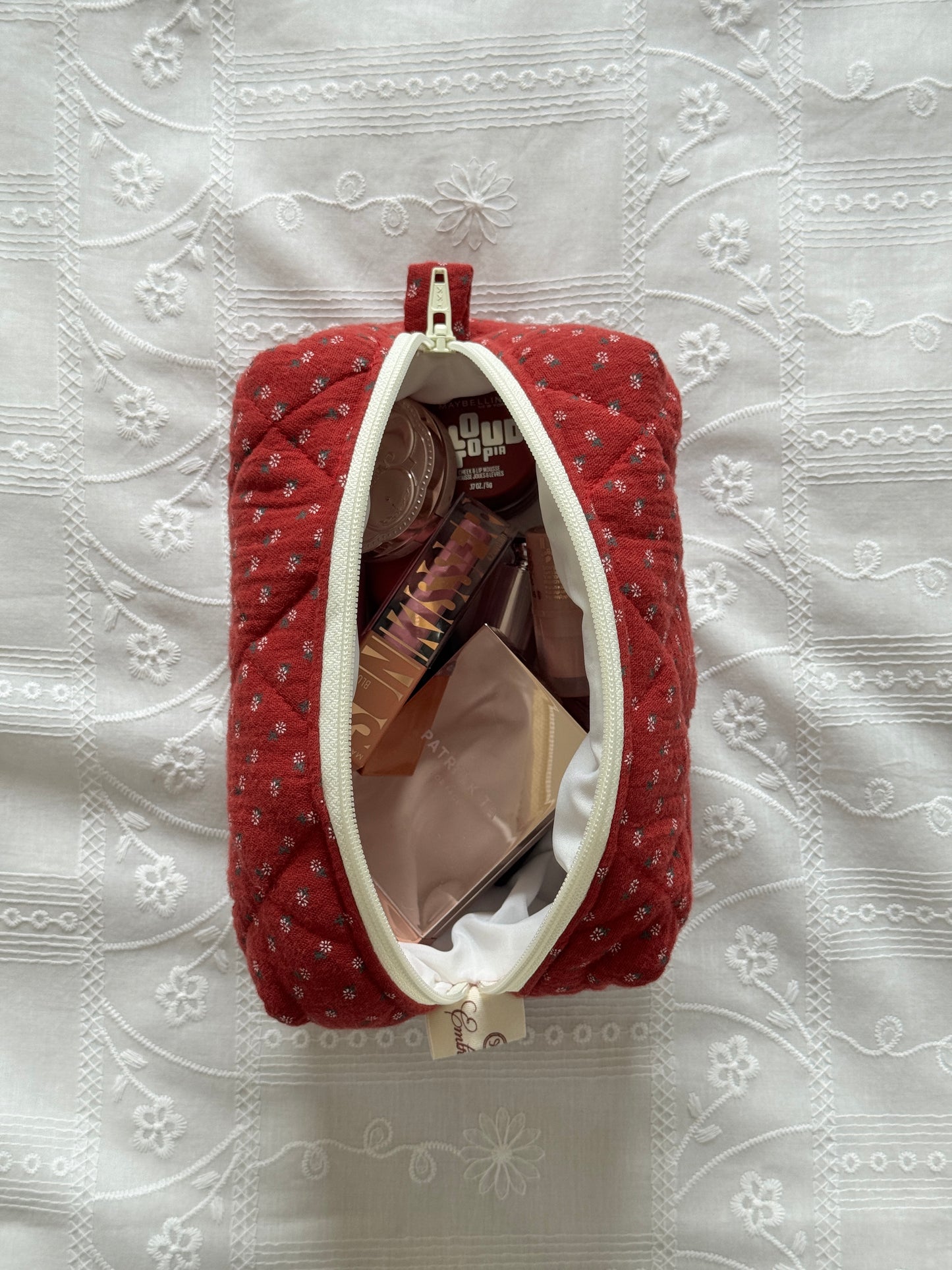 Makeup Pouch - Red Clover - Custom Name