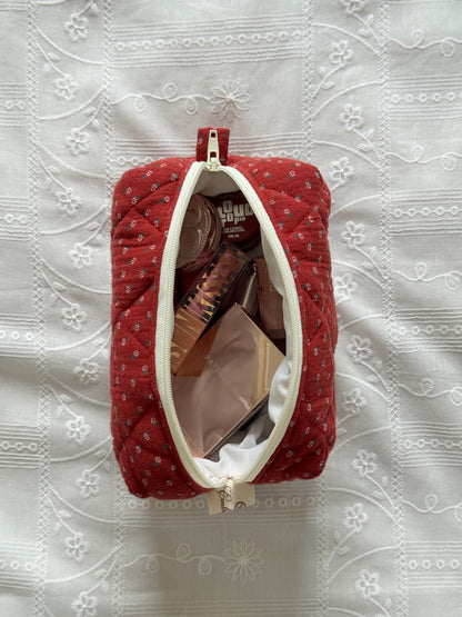 Makeup Pouch - Red Clover - Custom Name