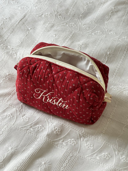 Makeup Pouch - Red Clover - Custom Name
