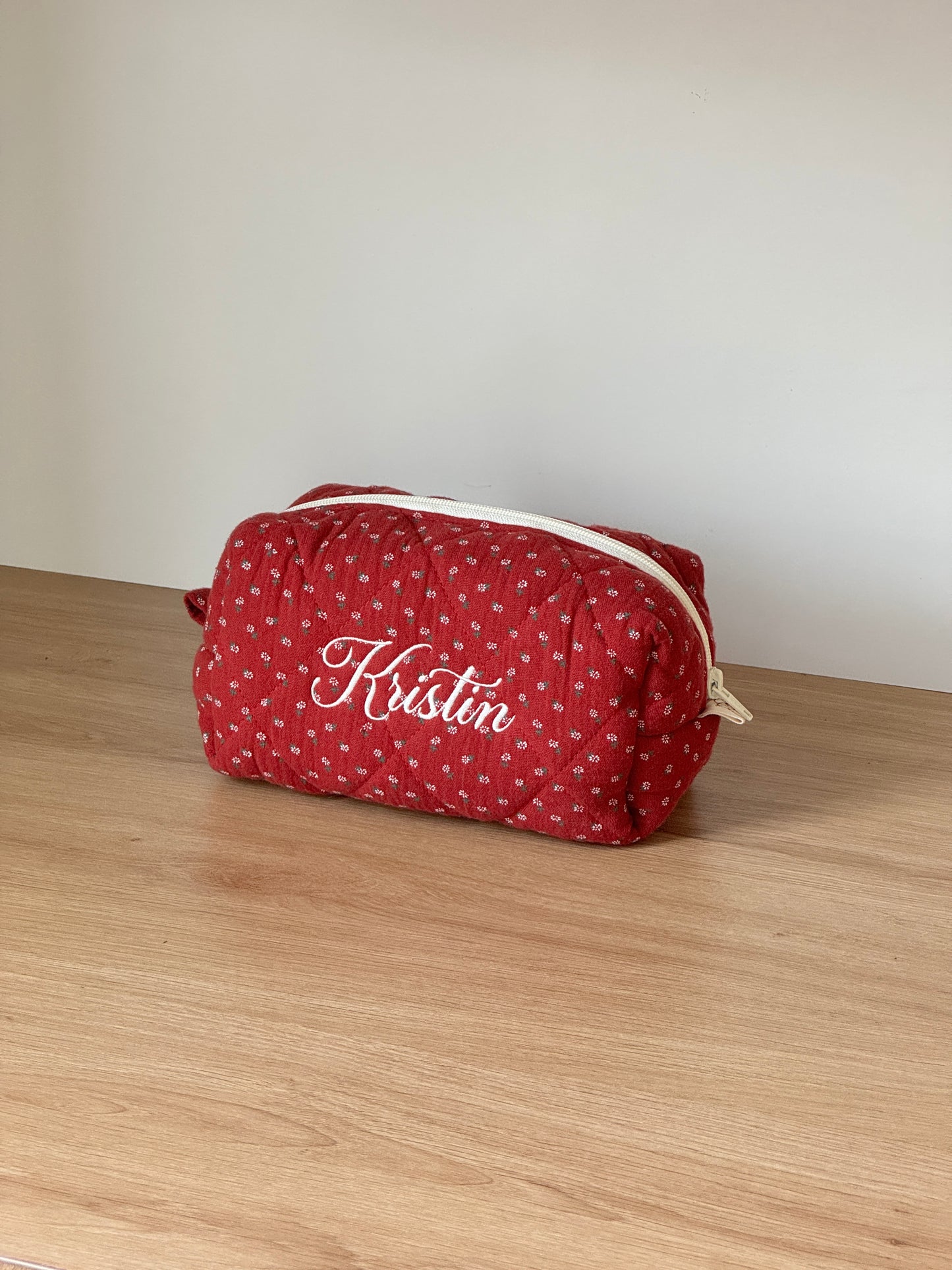 Makeup Pouch - Red Clover - Custom Name