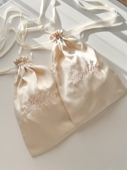Silk Drawstring Bag - Custom Name