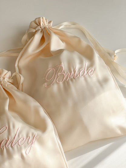 Silk Drawstring Bag - Custom Name