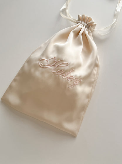 Silk Drawstring Bag - Custom Name
