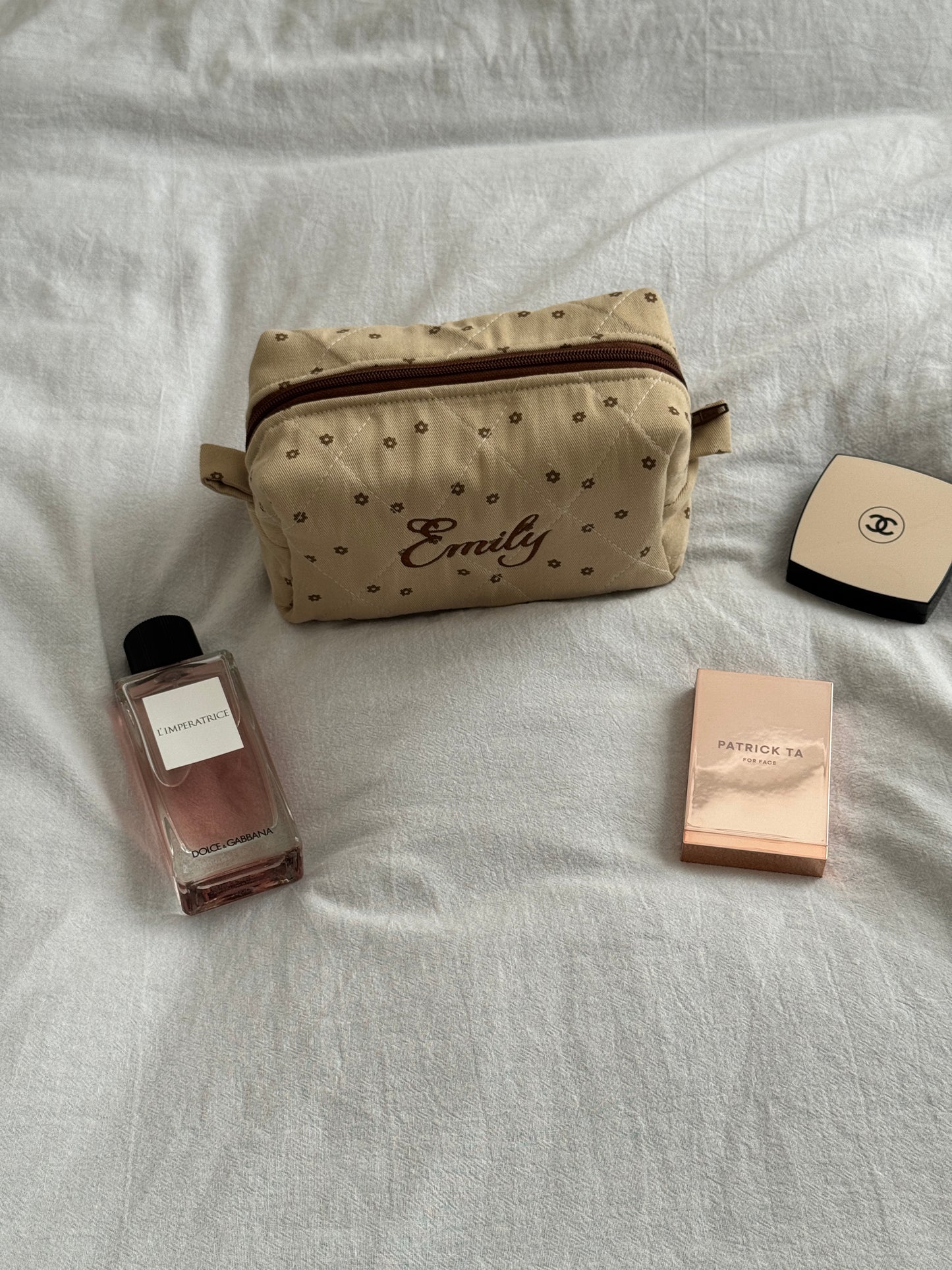 Makeup Pouch - Cappuccino - Custom Name