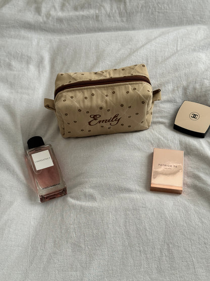 Makeup Pouch - Cappuccino - Custom Name