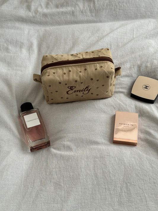 Makeup Pouch - Cappuccino - Custom Name
