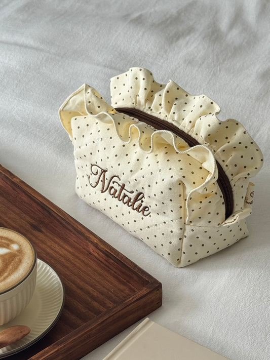 Makeup Pouch - Polka 2 - Custom Name