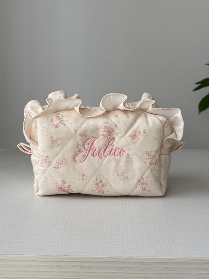 Makeup Pouch - Vanilla Rose - Custom Name
