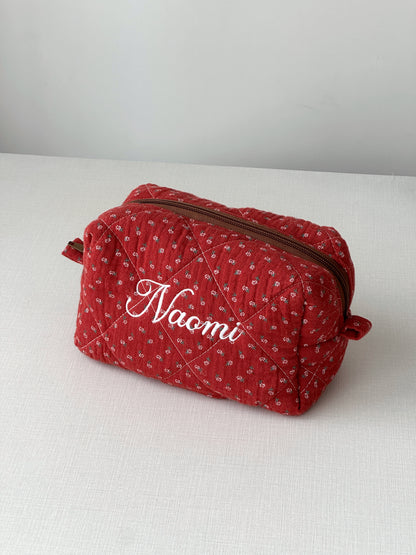 Makeup Pouch - Red Clover - Custom Name