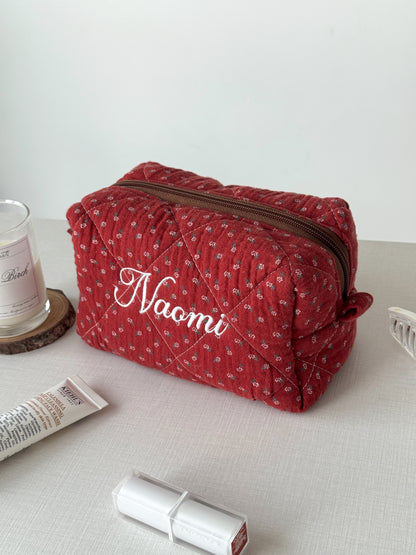 Makeup Pouch - Red Clover - Custom Name