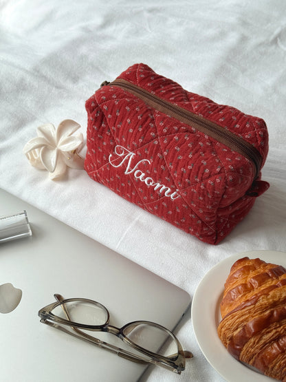 Makeup Pouch - Red Clover - Custom Name