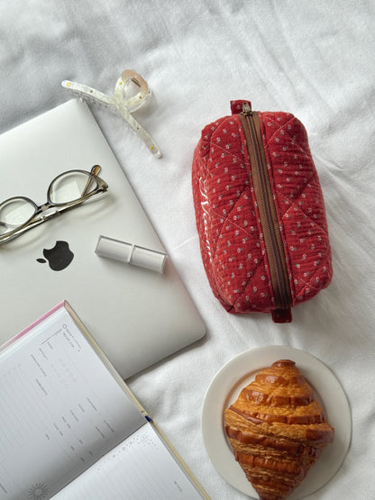 Makeup Pouch - Red Clover - Custom Name