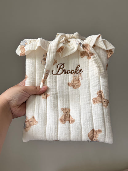 Book Sleeve - Teddy Bear - Custom Name
