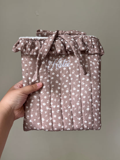 Book Sleeve - Vintage Floral - Custom Name