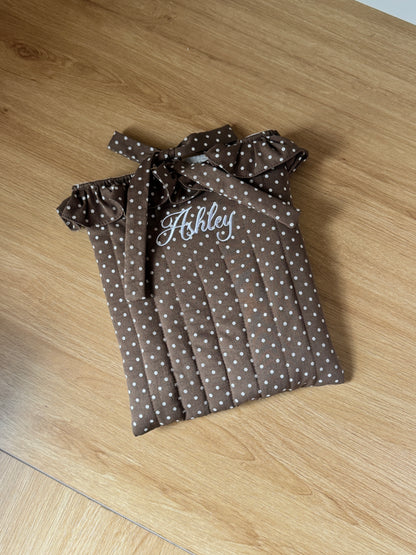 Book Sleeve - Cocoa Dot - Custom Name