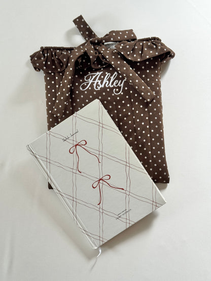 Book Sleeve - Cocoa Dot - Custom Name