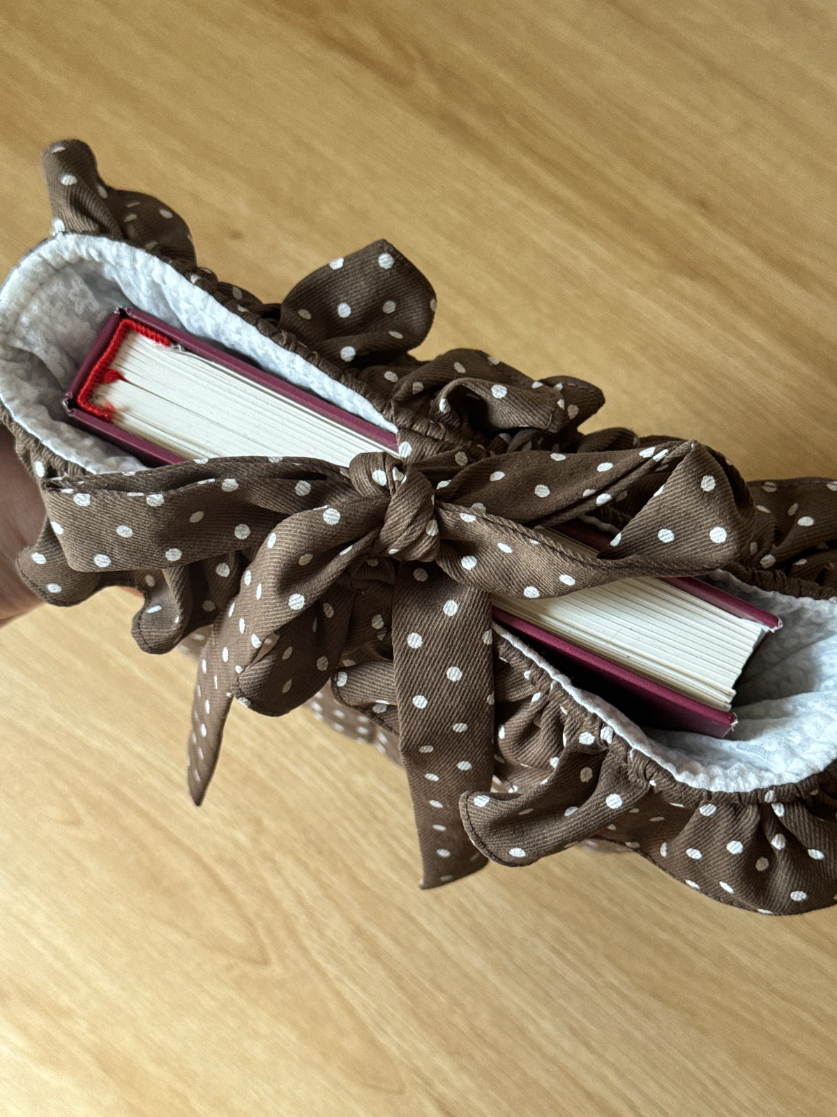 Book Sleeve - Cocoa Dot - Custom Name