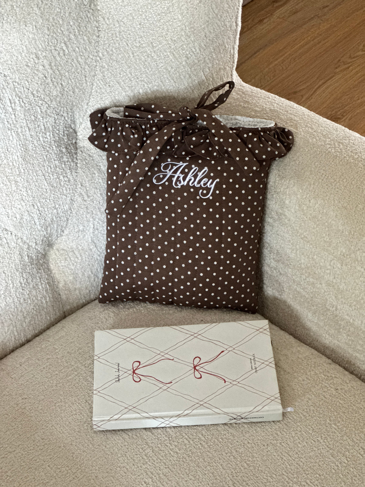 Book Sleeve - Cocoa Dot - Custom Name