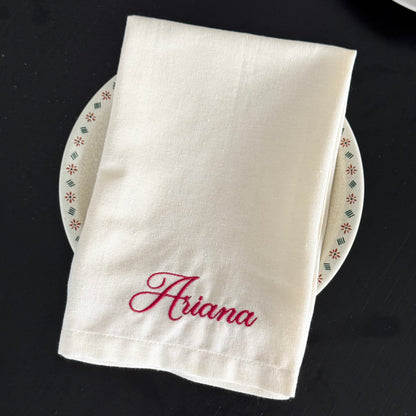 Personalized Linen Napkins With Name Embroidery - 18x18 inches