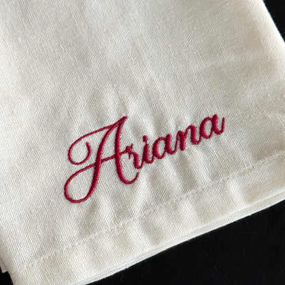 Personalized Linen Napkins With Name Embroidery - 18x18 inches