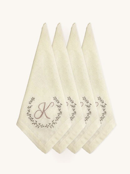 Personalized Linen Napkins With Monogram Embroidery - 18x18 inches