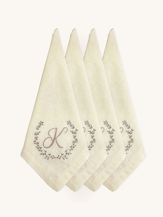 Personalized Linen Napkins With Monogram Embroidery - 18x18 inches