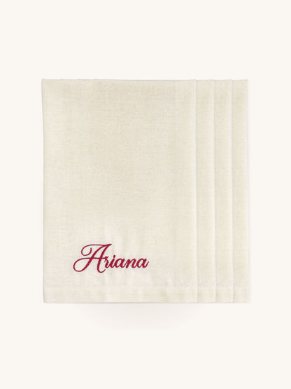 Personalized Linen Napkins With Name Embroidery - 18x18 inches