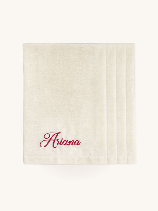 Personalized Linen Napkins With Name Embroidery - 18x18 inches