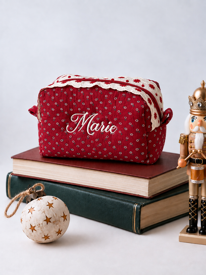 Makeup Pouch - Vintage Berry - Custom Name